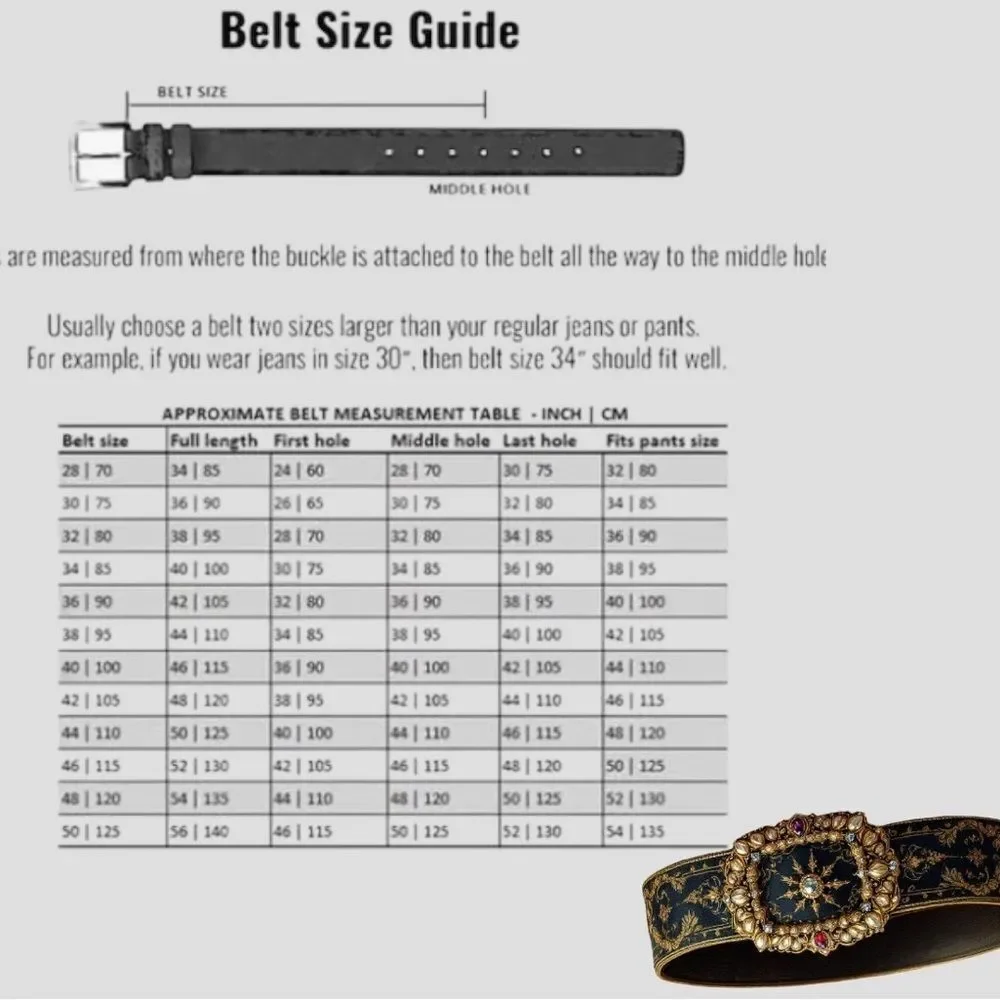 Gold Buckle Decorated Belt w/ White Studded Rhinestones l New
